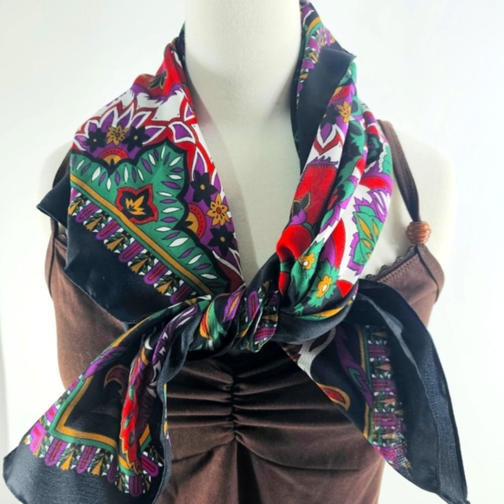 Berkshire Boho Floral Made in Italy 31"Square Lightweight 100% Polyester Scarf